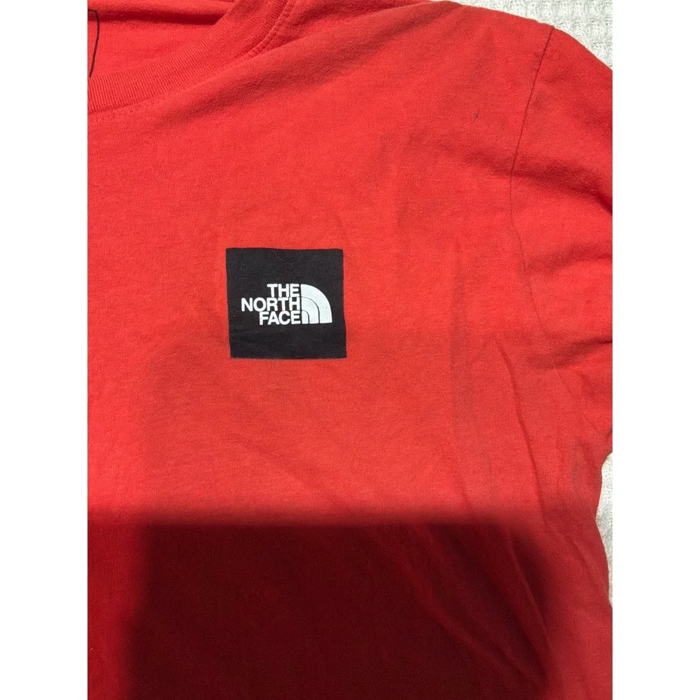 The North Face Long Sleeve T-Shirt Mens M‎ Orange Red Box Logo NF0A3L3E